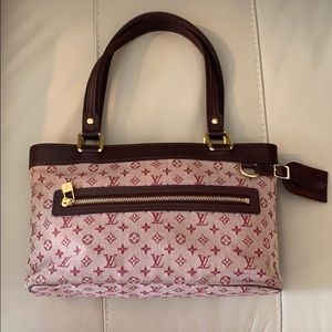 Red canvas Louis Vuitton purse